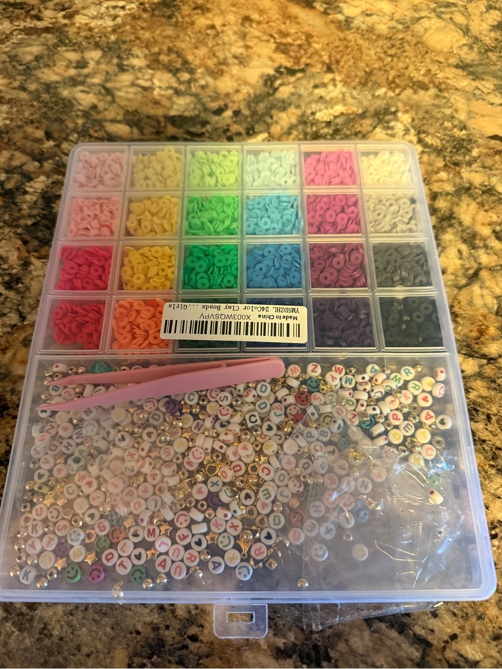 Alphabet Bead and Sequins Craft Kit - Pastel & Bright Mix